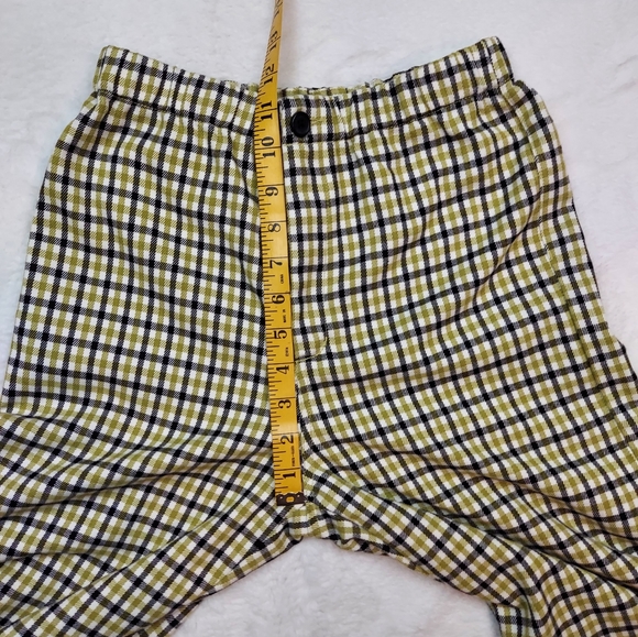 Brandy Melville Green Cream Black Plaid High Rise Straight Leg Pants - Picture 5 of 12